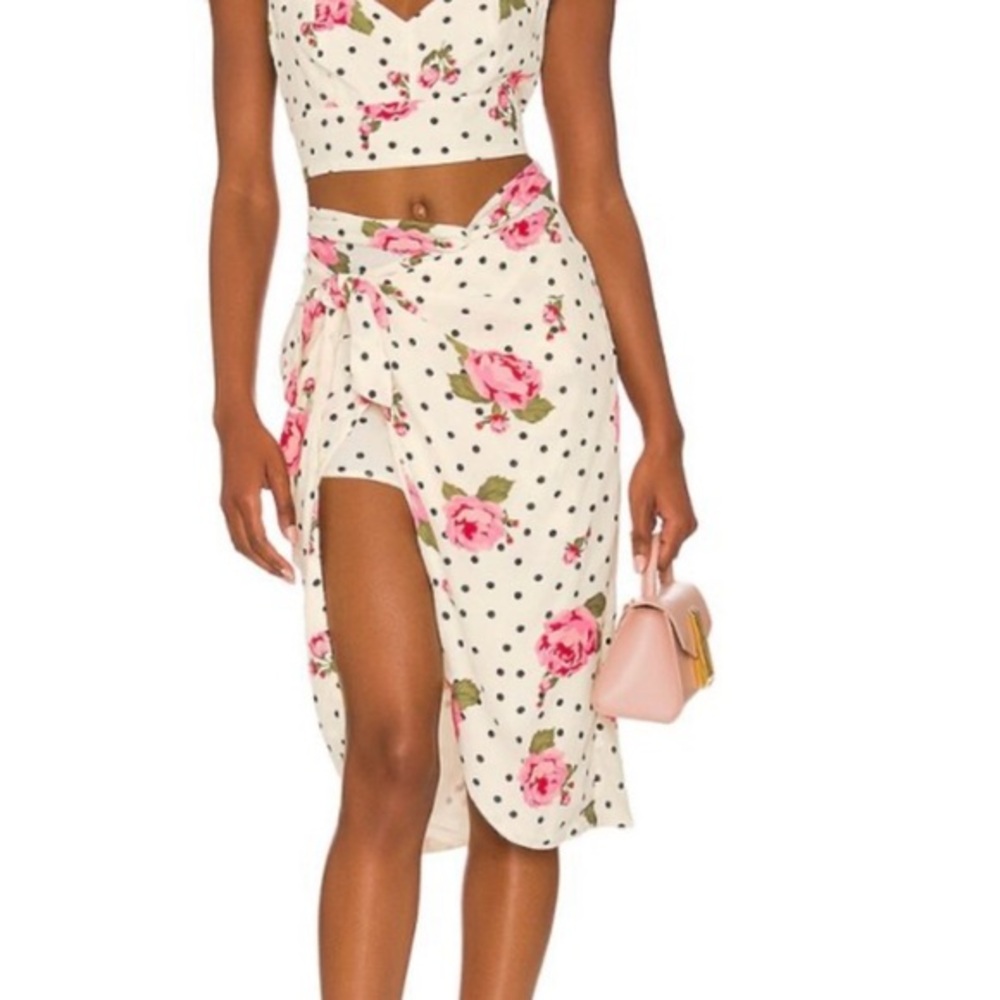 Revolve LPA Cassey Skirt in Dotty‎ Rose wrap skirt SIZE MEDIUM NEW